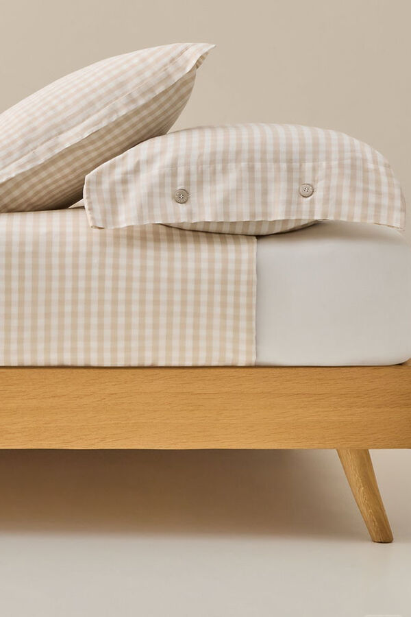 Textura Capa de edredom algodão cetim xadrez xadrez bege