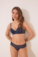 Women'secret Renda larga brasileira de cueca azul escuro azul
