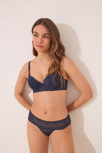 Women'secret Braga ancha brasile&ntilde;a encaje azul oscuro