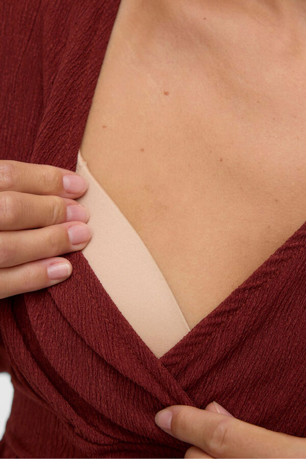 Mamalicious Top manga larga maternity y lactancia  marr&oacute;n