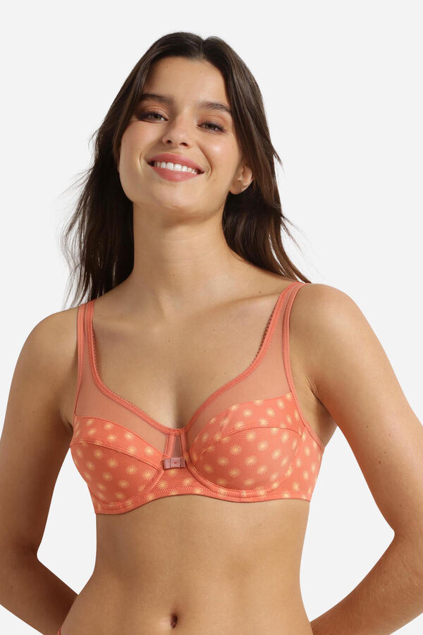 DIM Soutien com aro grande capacidade em tule borgonha