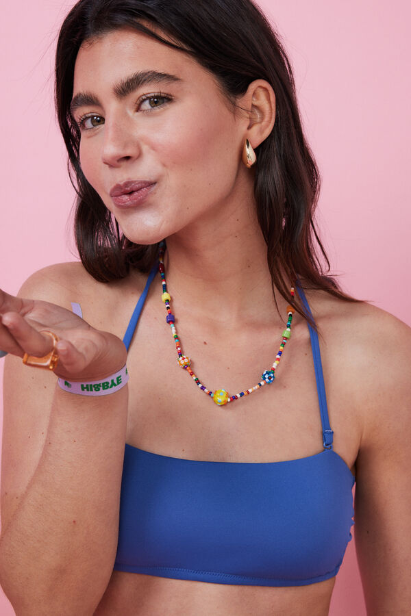 HI&BYE Parte de cima de biqu&iacute;ni bandeau azul azul