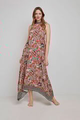 Gisela Vestido midi longo estampado branco