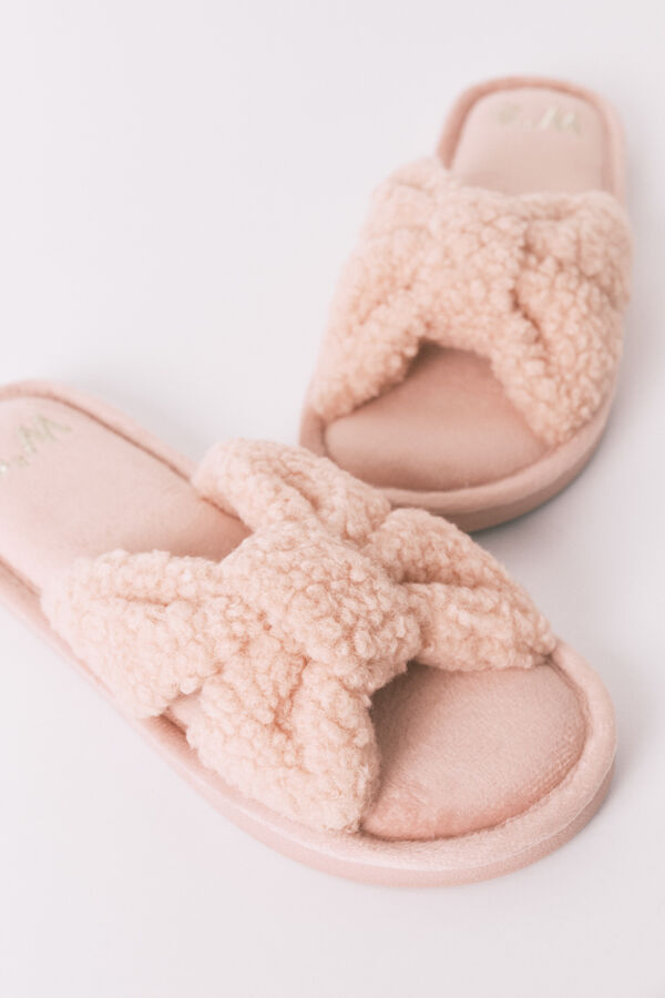 Women'secret Chinelos de quarto de borrego rosa rosa