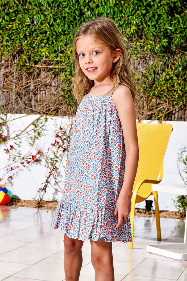 Gocco Vestido estampado de tirantes con borda blanco blanco