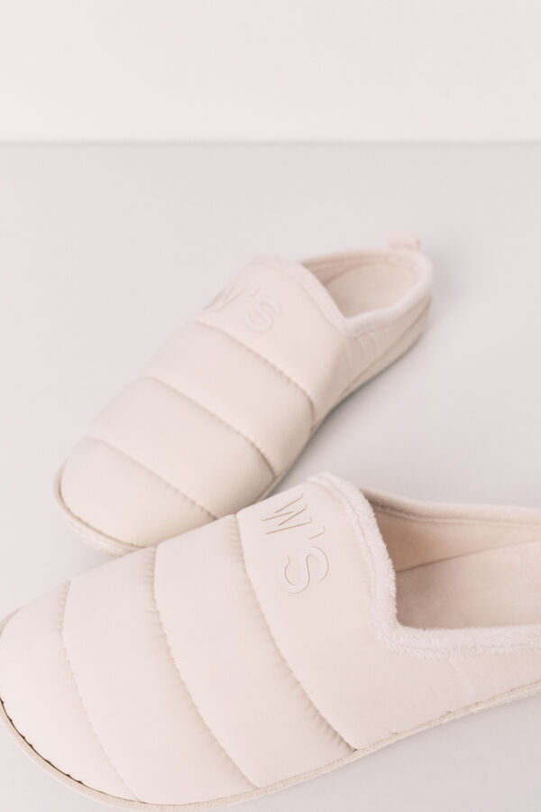 Women'secret Chinelos de quarto acolchoados brancos bege