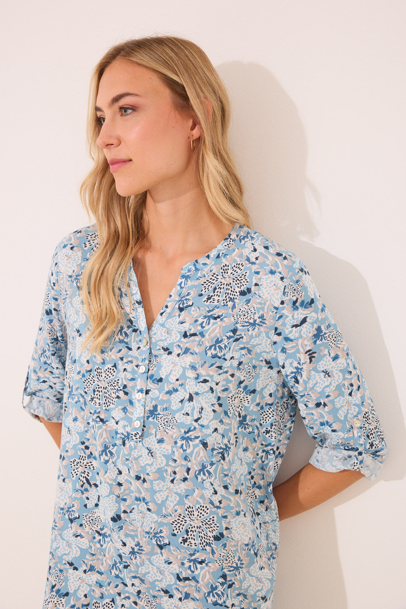 Women'secret Camisola curta de viscose com flores azuis