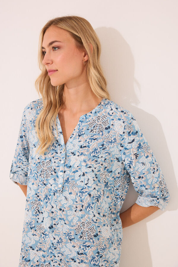 Women'secret Camisola curta de viscose com flores azuis azul