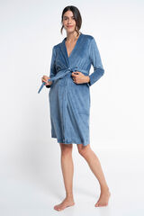 Ohma! Bata terciopelo estampada azul