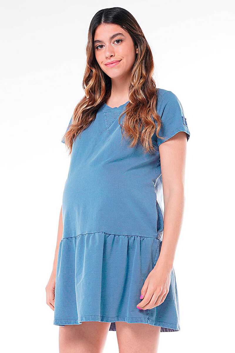 Womensecret Vestido maternity de algodão orgânico azul