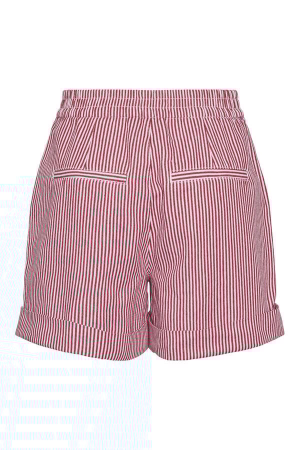 Pieces Calções denim estampado às riscas vermelho