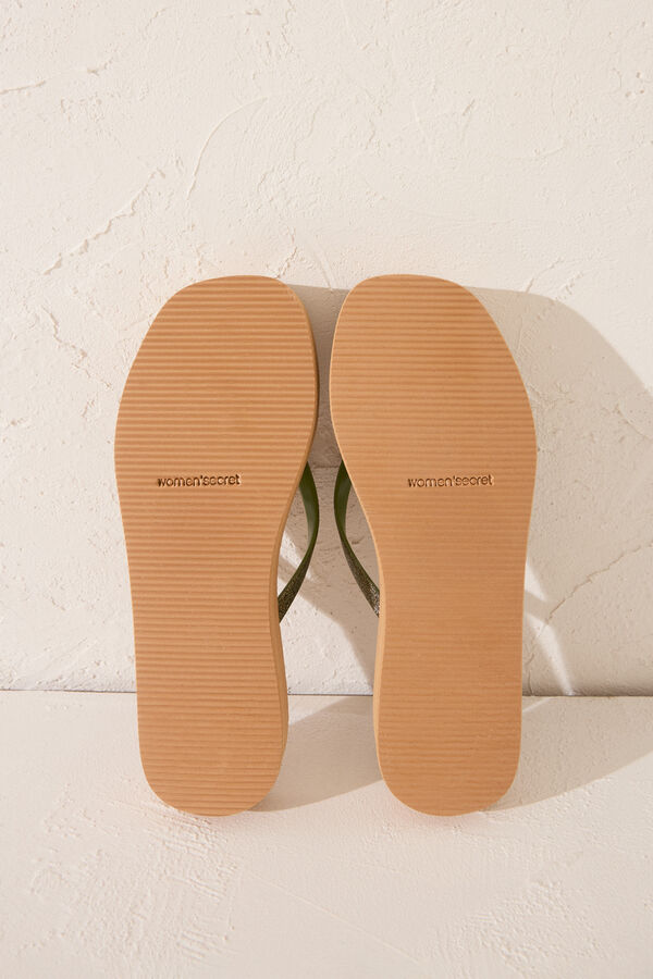 Women'secret Chanclas plataforma efecto rafia  nude