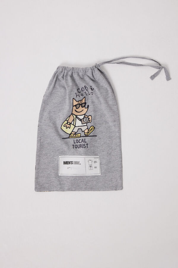 Women'secret Pijama corto hombre 100% algod&oacute;n Cobi gris