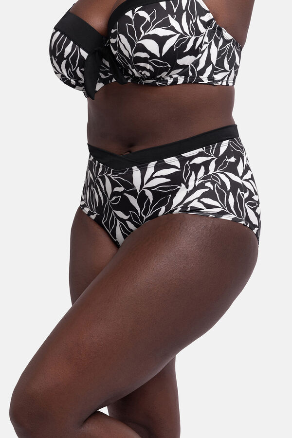 Dorina Calcinha alta estampado preta preto