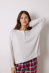 Women'secret T-shirt de malha cinzenta quente de manga comprida cinzento