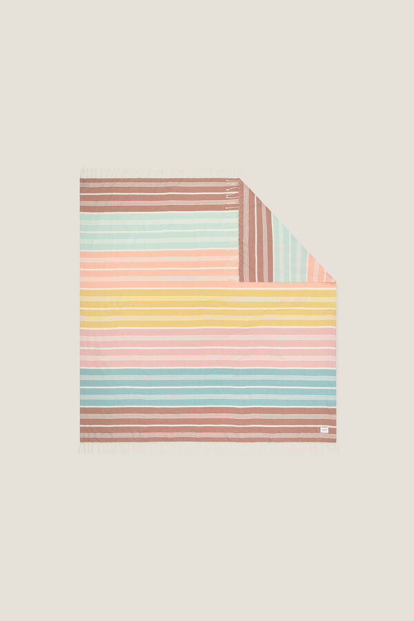 Textura Toalla pareo algod&oacute;n rayas estampado