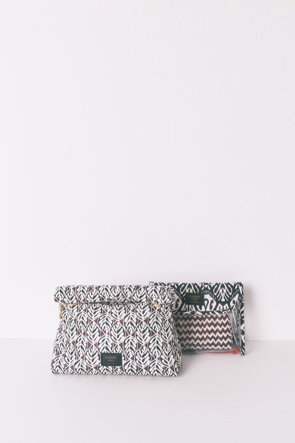 Women'secret Grande nécessaire de higiene acolchoada com estampa de folhas  castanho