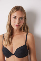 Women'secret GORGEOUS Suti&atilde; renda up enchimento de tule cinza plumeti cinza cinzento