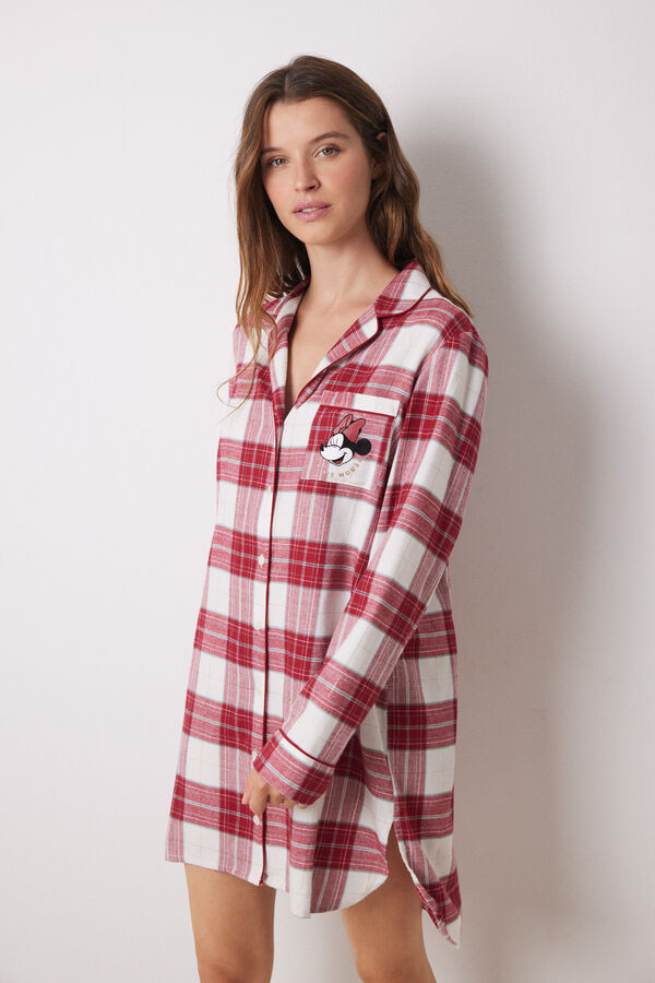 Women'secret Camis&oacute;n corto franela cuadros Minnie burdeos