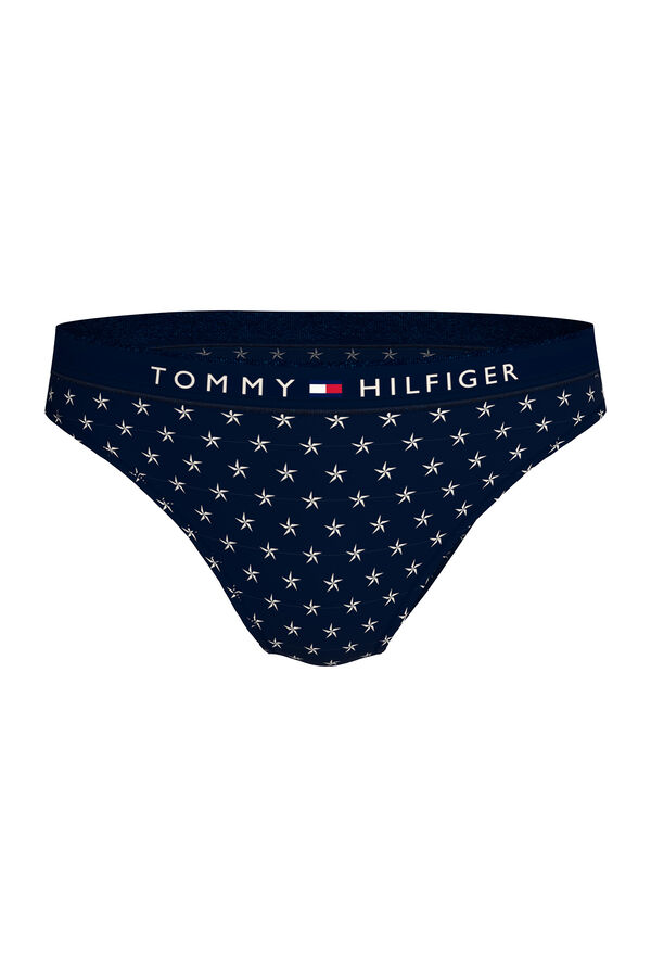 Tommy Jeans Calcinha elástica estampada azul