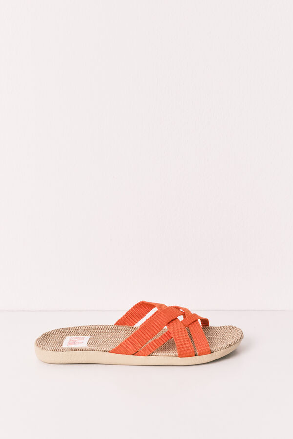 Women'secret Sand&aacute;lias de r&aacute;fia com tiras laranja vermelho
