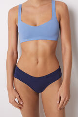 Women'secret Calcinha brasileira larga de microfibra azul azul