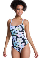 Roxy Fato de banho estampado flores e bolinhas preto