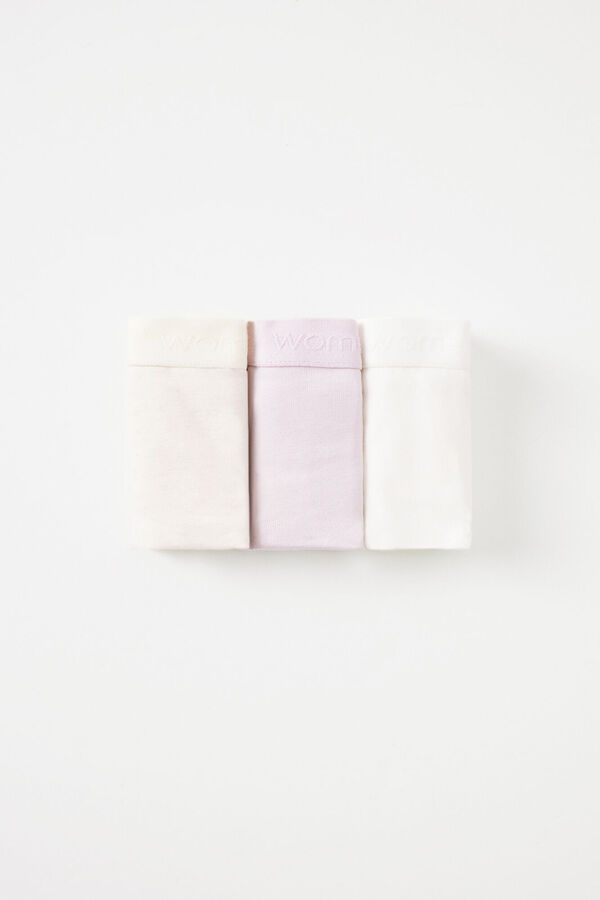 Women'secret Pack de 3 cuecas largas de algod&atilde;o com logo branco