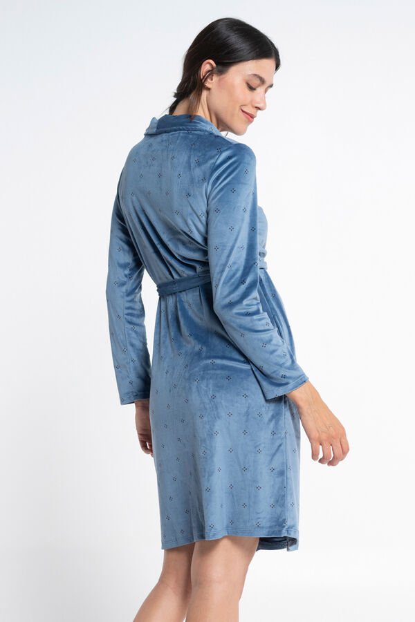 Ohma! Bata terciopelo estampada azul