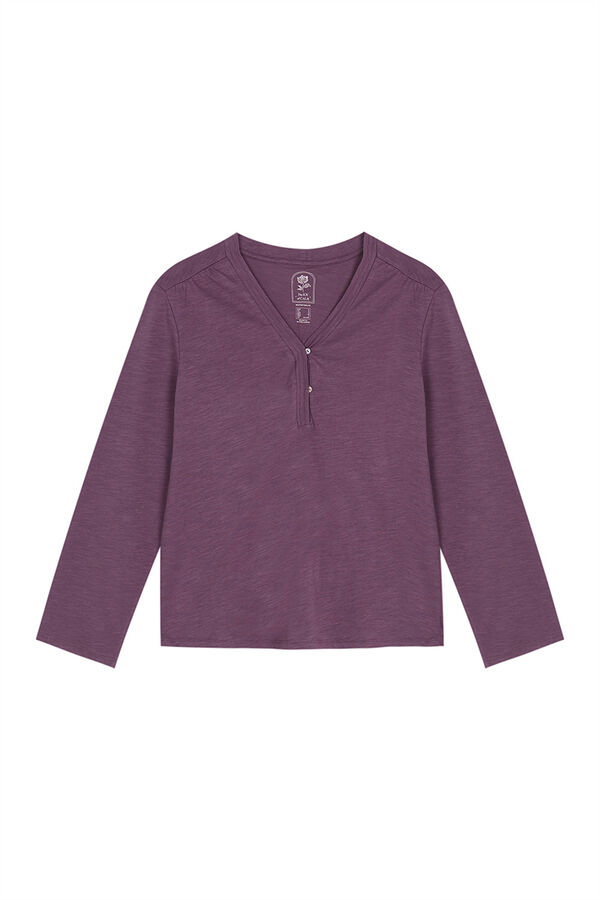 Women'secret Camiseta manga comprida roxa 100% algod&atilde;o rosa