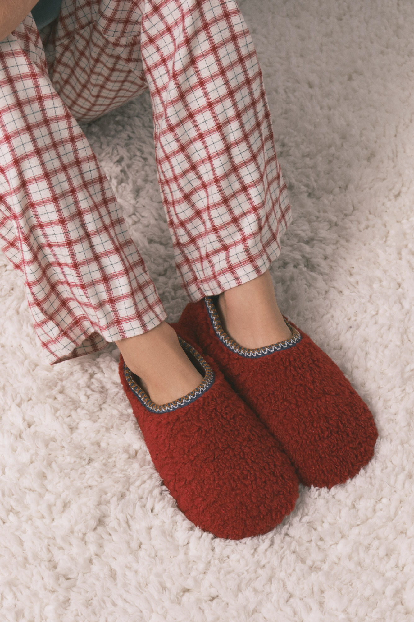 Women'secret Zapatillas casa borreguito rojo