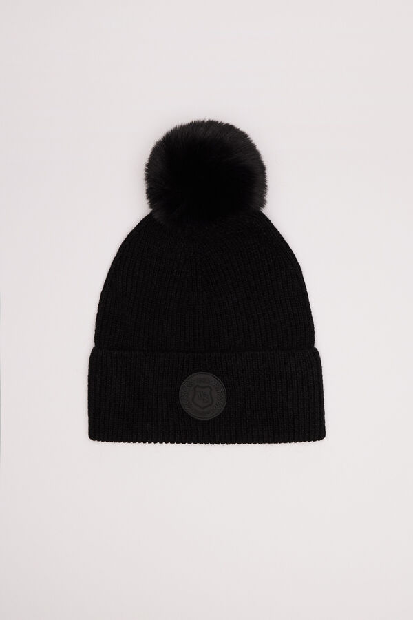 Women'secret Gorro preto pompom preto