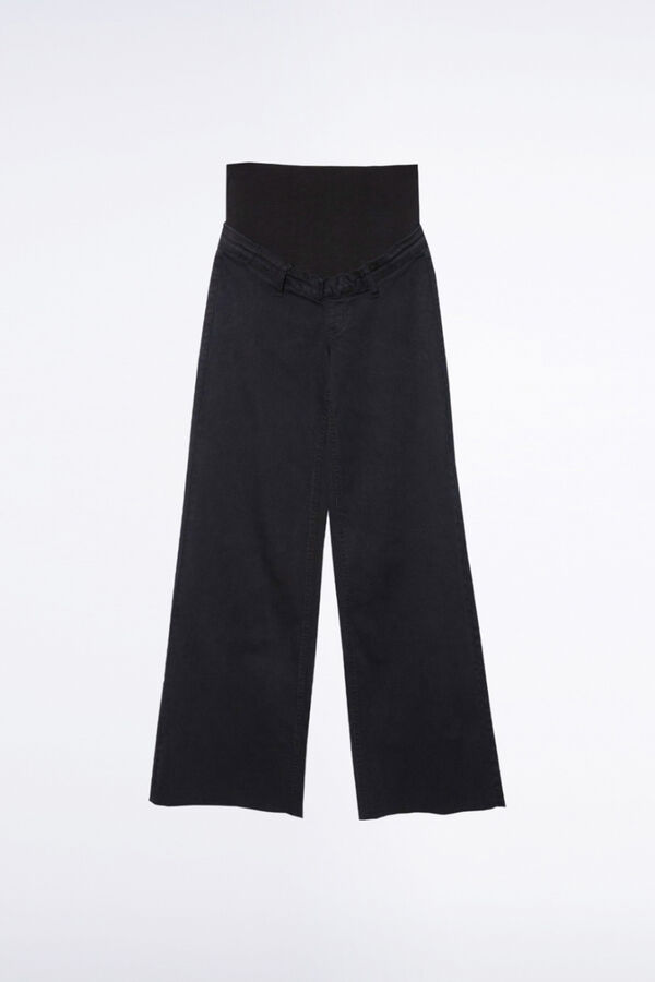 Ohma! Cal&ccedil;a jeans culotte colorida para pr&eacute;-mam&atilde; preto