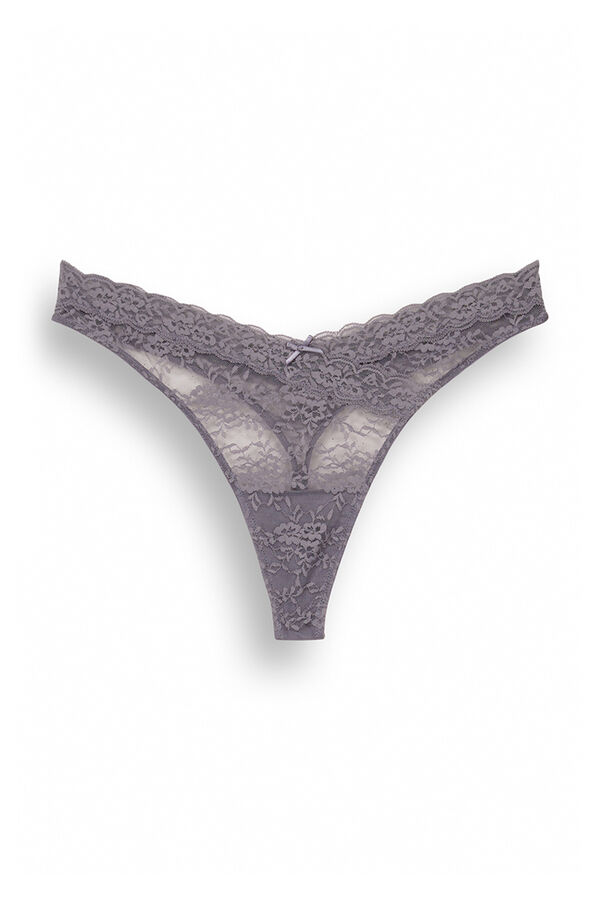 Women'secret Tanga cl&aacute;sica encaje gris gris