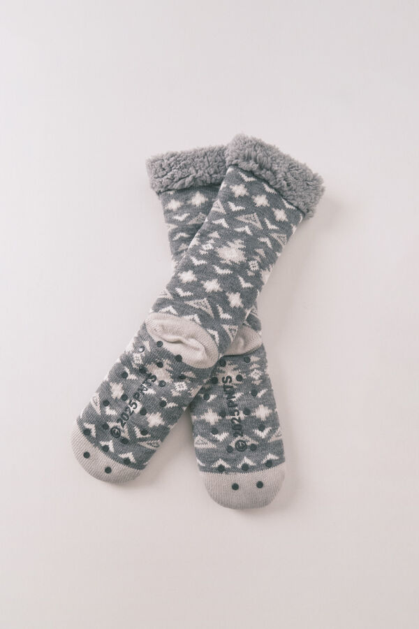 Women'secret Meias longas de pelo com estampa do Snoopy cinzento
