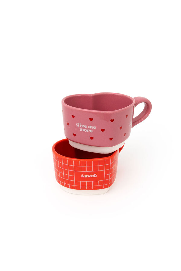 Mr. Wonderful Set de 2 tazas apilables - Give me more amore estampado