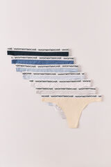 Women'secret Pack 7 tangas em algod&atilde;o lisas logo branco