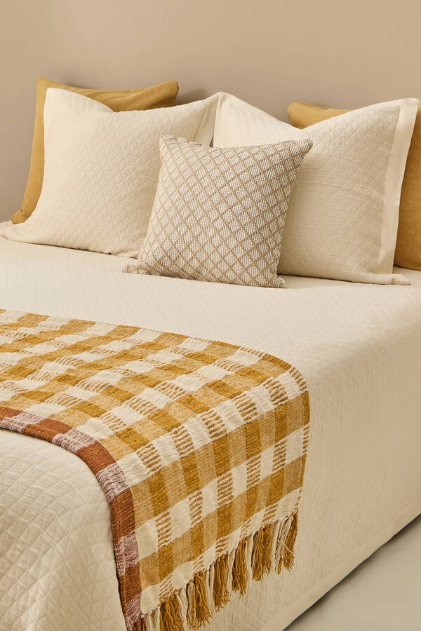 Textura Colcha algodão losangos bege