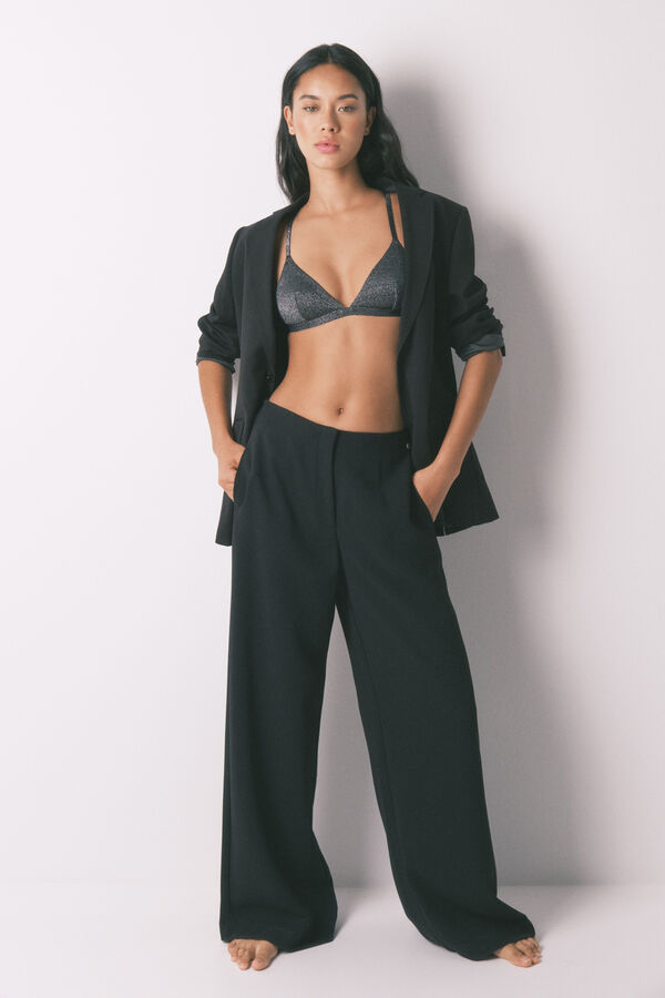 Women'secret Sujetador NATURAL lurex terciopelo negro negro
