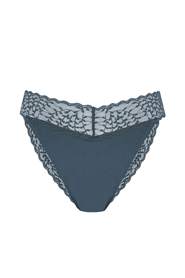 Women'secret Tanga encaje microfibra verde verde