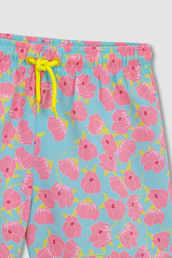 Gocco Ba&ntilde;ador Estampado Flores Azul Claro turquesa