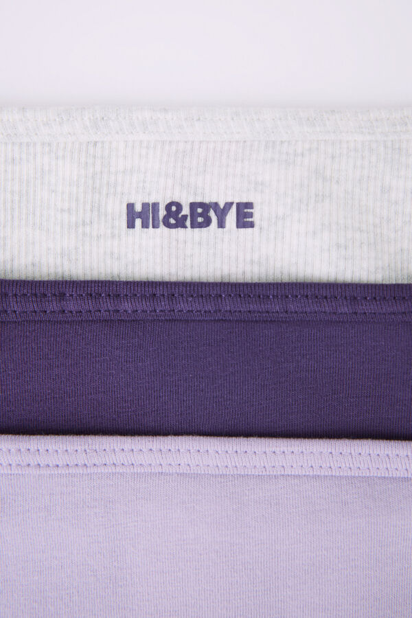 HI&BYE Pack 3 bragas brasile&ntilde;as algod&oacute;n morado, gris y lila multicolor