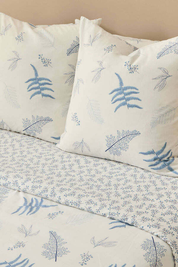 Textura Capa n&oacute;rdica algod&atilde;o folhas azul