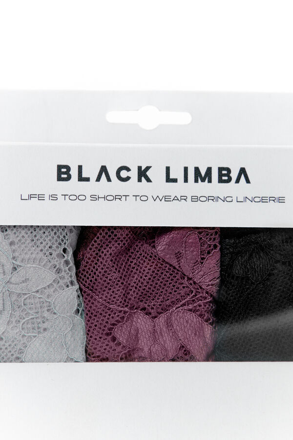 Black Limba Pack 3 bragas cl&aacute;sicas encaje estampado