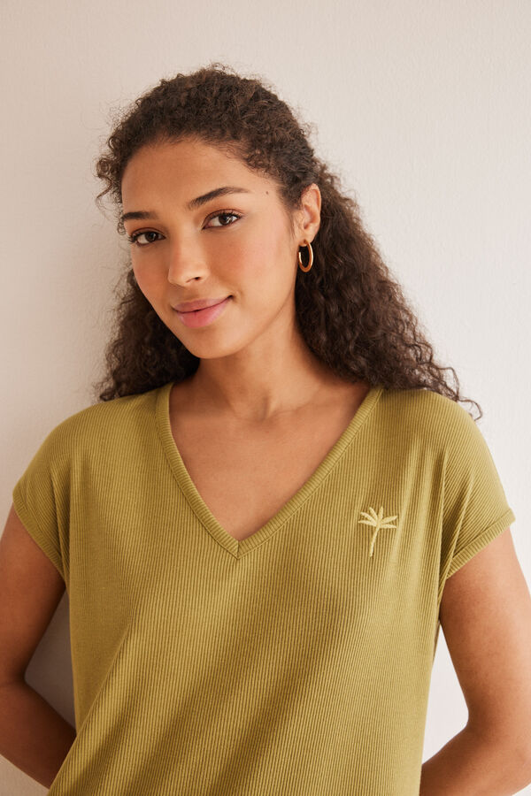 Women'secret Camis&oacute;n largo verde rib kaki