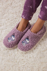 Women'secret Zapatillas casa borreguito Snoopy morado/lila