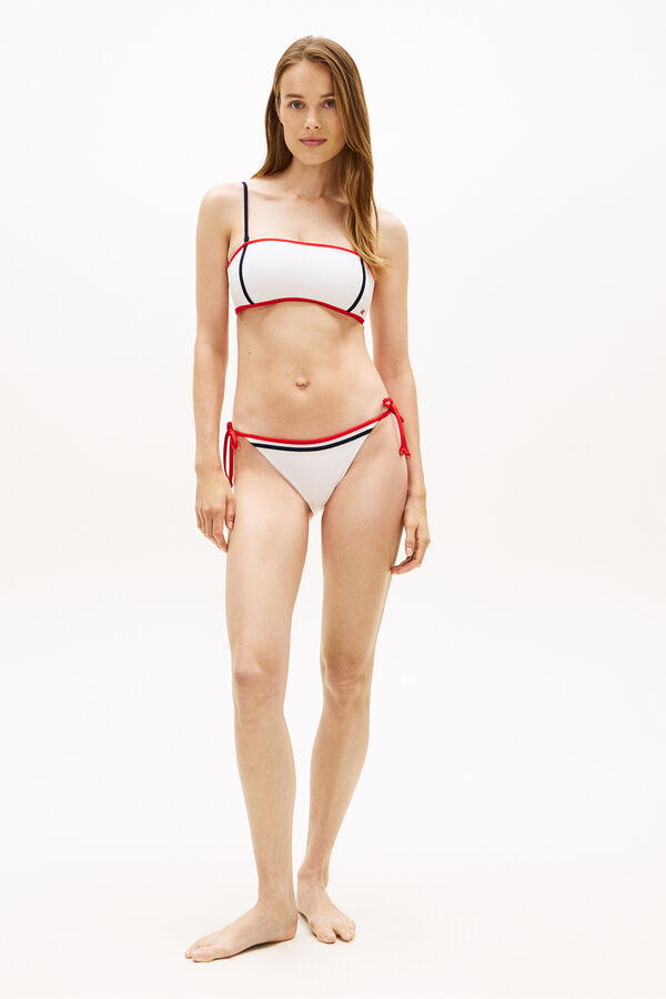 Tommy Hilfiger Cueca de biqu&iacute;ni ajust&aacute;vel com la&ccedil;os laterais branco