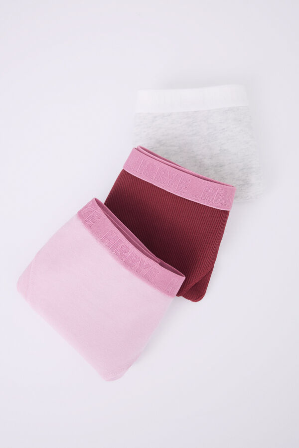 HI&BYE Pack 3 bragas brasile&ntilde;as algod&oacute;n gris, rosa y vino multicolor