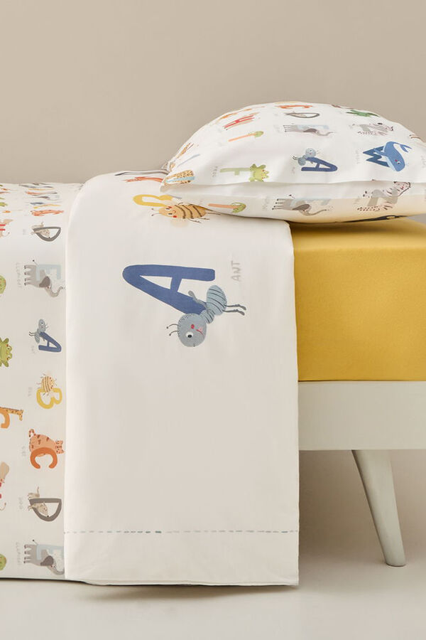 Textura Capa de edredão com estampado de dinossauro branco