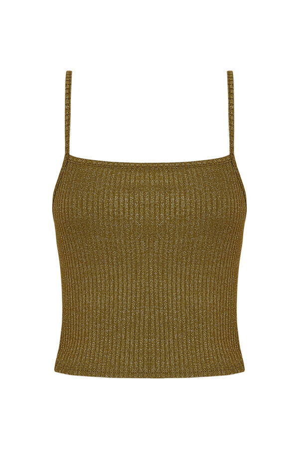 HI&BYE Crop top tirantes lurex kaki kaki